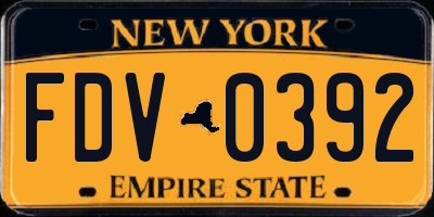 NY license plate FDV0392