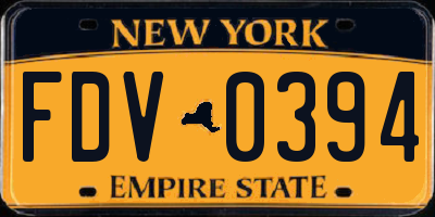 NY license plate FDV0394
