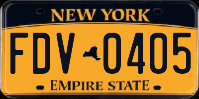 NY license plate FDV0405