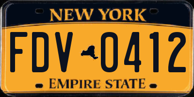 NY license plate FDV0412