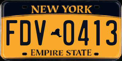 NY license plate FDV0413