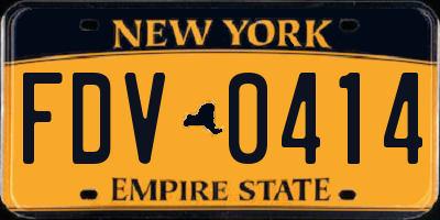 NY license plate FDV0414
