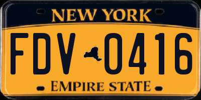 NY license plate FDV0416