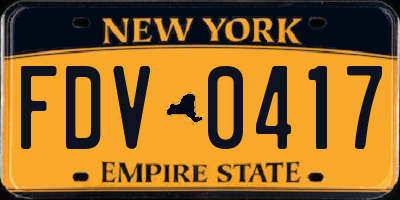 NY license plate FDV0417