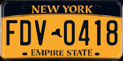 NY license plate FDV0418