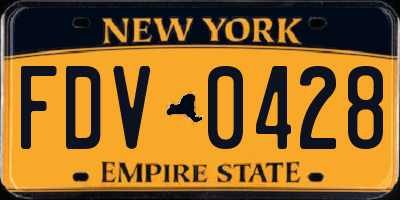 NY license plate FDV0428