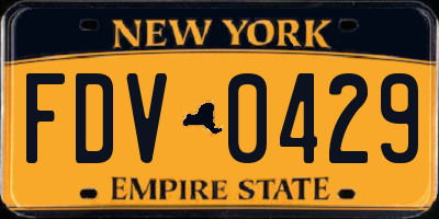 NY license plate FDV0429