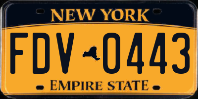 NY license plate FDV0443