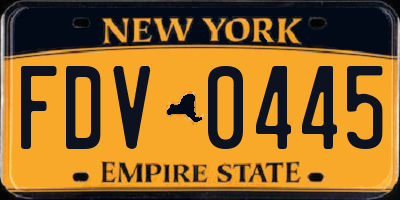 NY license plate FDV0445