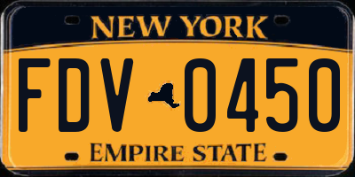 NY license plate FDV0450