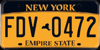 NY license plate FDV0472
