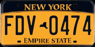 NY license plate FDV0474