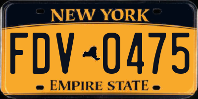 NY license plate FDV0475