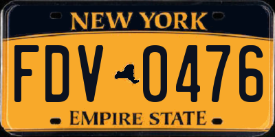 NY license plate FDV0476
