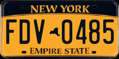 NY license plate FDV0485