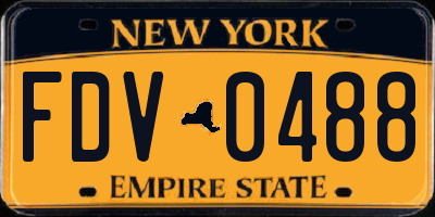 NY license plate FDV0488