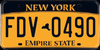 NY license plate FDV0490