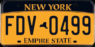 NY license plate FDV0499