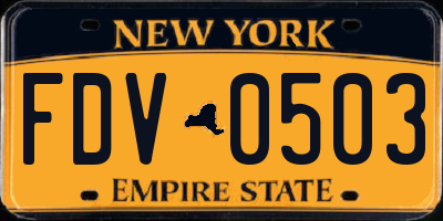 NY license plate FDV0503