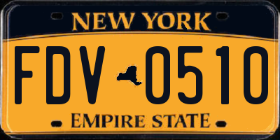 NY license plate FDV0510