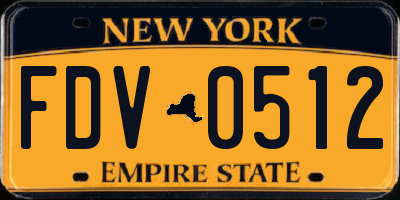 NY license plate FDV0512