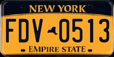 NY license plate FDV0513