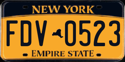 NY license plate FDV0523
