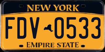 NY license plate FDV0533