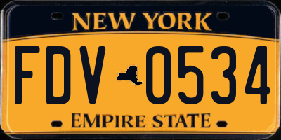 NY license plate FDV0534