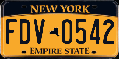 NY license plate FDV0542