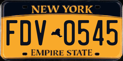 NY license plate FDV0545