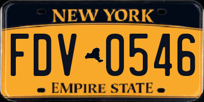 NY license plate FDV0546