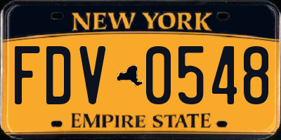 NY license plate FDV0548