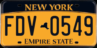 NY license plate FDV0549