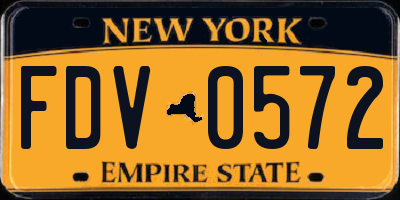 NY license plate FDV0572