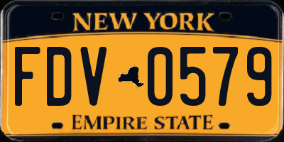 NY license plate FDV0579