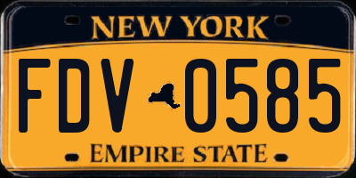 NY license plate FDV0585