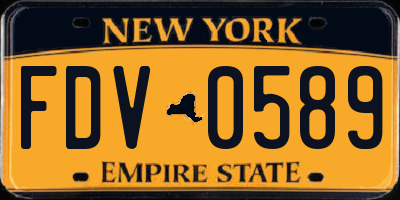 NY license plate FDV0589