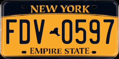 NY license plate FDV0597