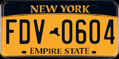 NY license plate FDV0604