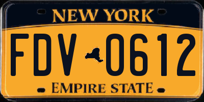 NY license plate FDV0612