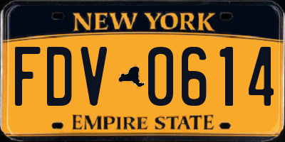 NY license plate FDV0614