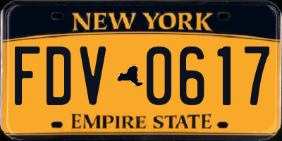 NY license plate FDV0617
