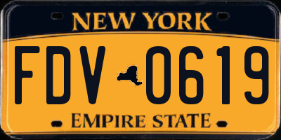 NY license plate FDV0619