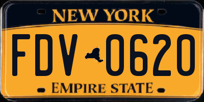 NY license plate FDV0620