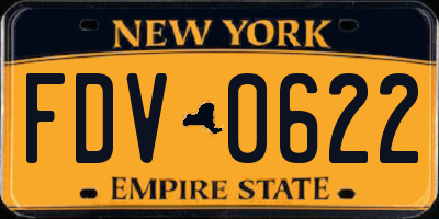 NY license plate FDV0622