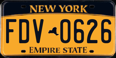NY license plate FDV0626