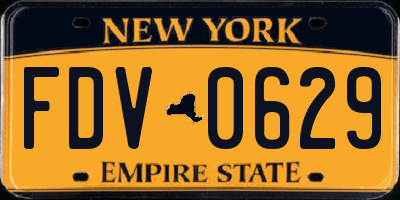 NY license plate FDV0629