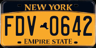NY license plate FDV0642