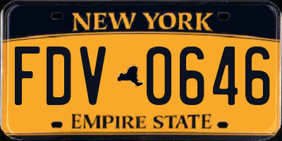 NY license plate FDV0646